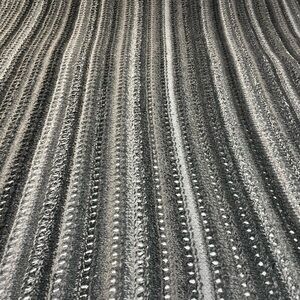 Hand Knitted by owner, Striped Knit Blanket in multiple gray colors.